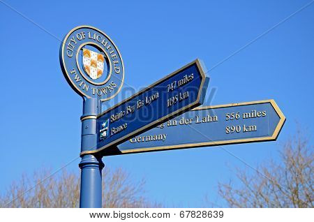 Twin town sign, Lichfield.