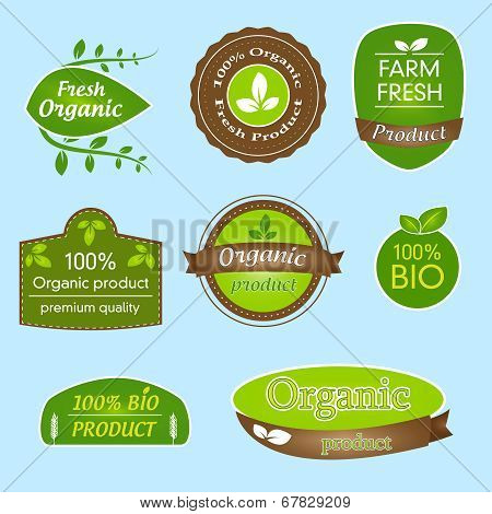 Bundle of labels for bio, organic, all natural food and eco-friendly products