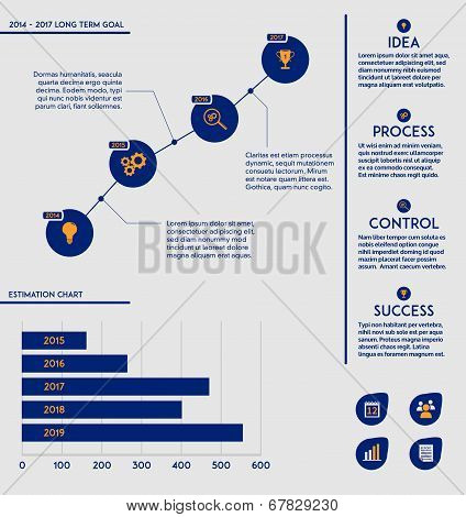 Business marketing plan template - future goal charts, diagrams and editable text