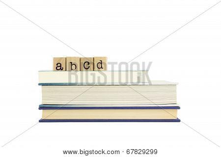 Abcd Word On Wood Stamps And Books