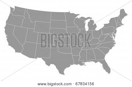 Grey Usa Map With States
