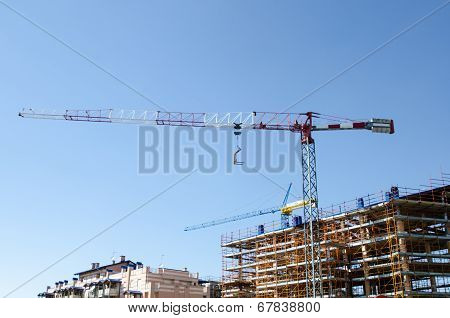 House Exterior In Construction And Crane