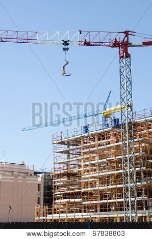 House Exterior In Construction And Crane