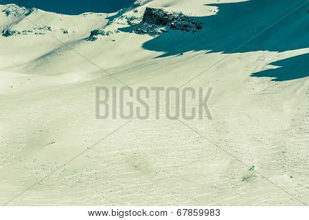 Mountain Slope With Ski Tracks