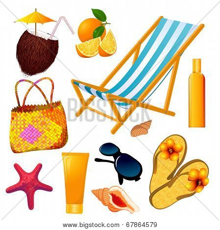Summer beach vector design elements set.