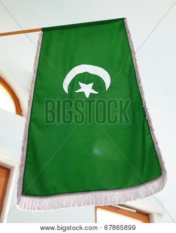 IslamicTurkish flag in mosque