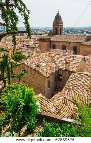 Andscape With Roofs Of Houses In Small Tuscan Town In Province