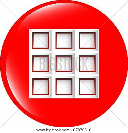 Empty Box Sign On Web Icon, Button Isolated On White