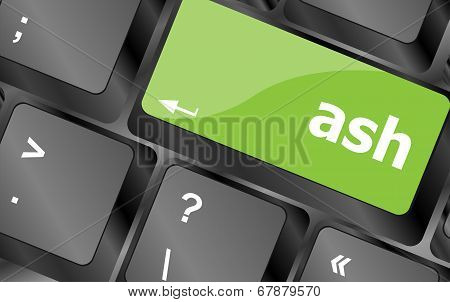 Ash Word On Keyboard Key, Notebook Computer