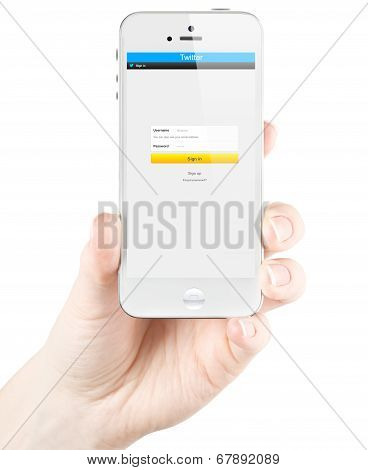 Twitter Login page on Apple iPhone 5s screen