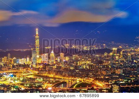Skyline Of Xinyi District In Downtown Taipei, Taiwan