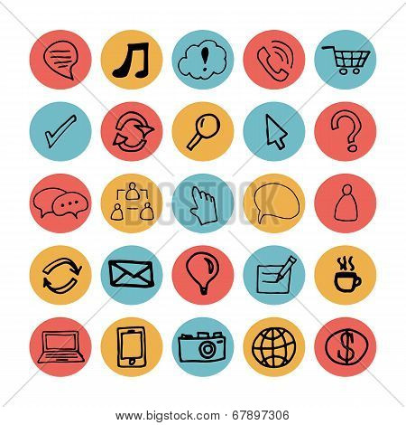 Hand drawn illustration flat icons