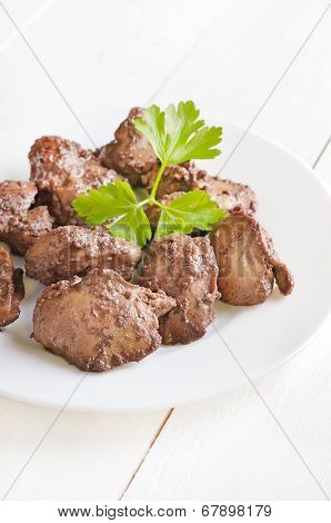 Chicken Liver On White Plate