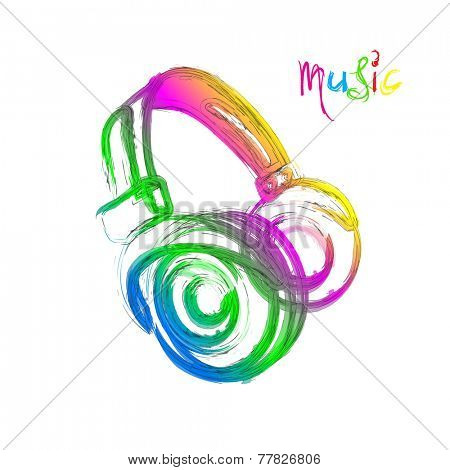 Grunge color light Headphones, easy all editable