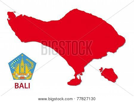 Bali Map With Emblem