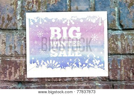 Typographical Watercolor Poster on a Brick Wall