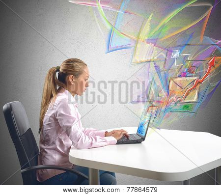 Businesswoman Send Mail