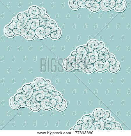 Seamless background with clouds. Vector illustration. Waves them