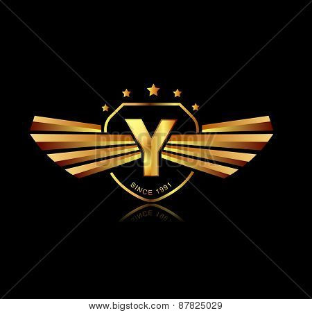 Letter Y Winged Crests Logo . Alphabet Logotype Design Concept