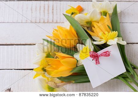 Background With Fresh Flowers And Tag