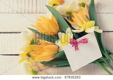 Background With Fresh Flowers And Tag