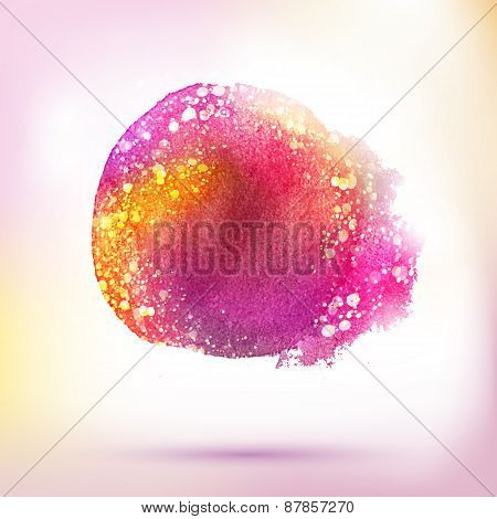 Abstract Curve Form Pink Colors Watercolor Spalsh