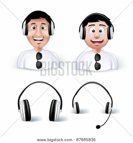 Two Young Man Happy Enjoying Listening Music