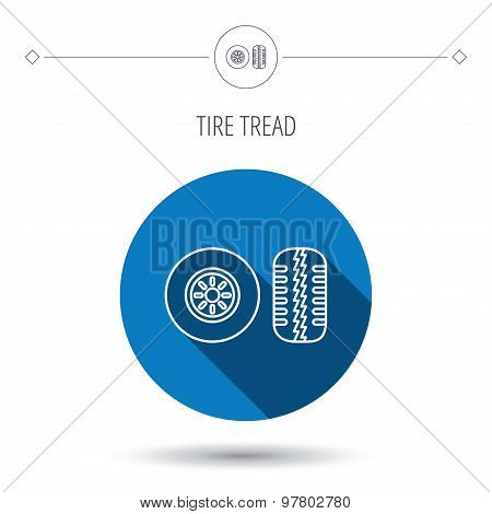 Tire tread icon. Car wheel sign.