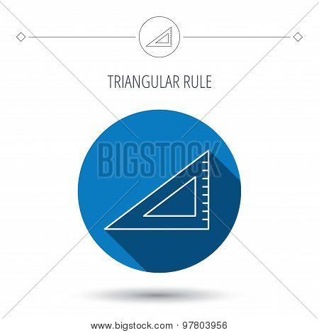 Triangular ruler icon. Straightedge sign.