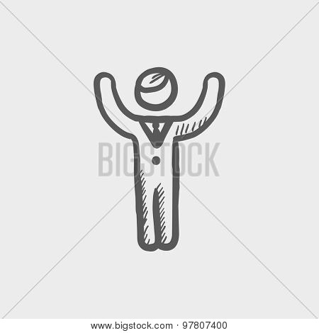 Winner sketch icon for web and mobile. Hand drawn vector dark grey icon on light grey background.