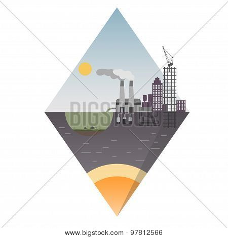 Offshore floating island design. Ecological background suitable for presentations.