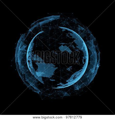 business, new technology and virtual sphere globe