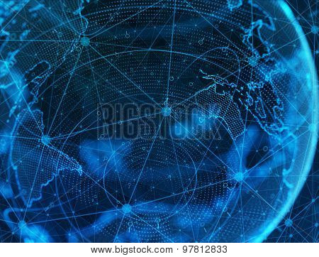 business, new technology and virtual sphere globe