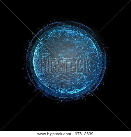 business, new technology and virtual sphere globe