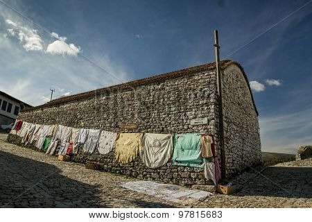Typical old stone house inside city of Berati Albania