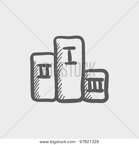 Winners podium sketch icon for web and mobile. Hand drawn vector dark grey icon on light grey background.