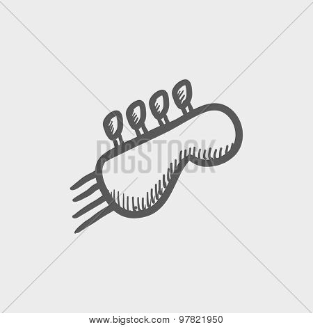 Guitar tuner sketch icon for web and mobile. Hand drawn vector dark grey icon on light grey background.