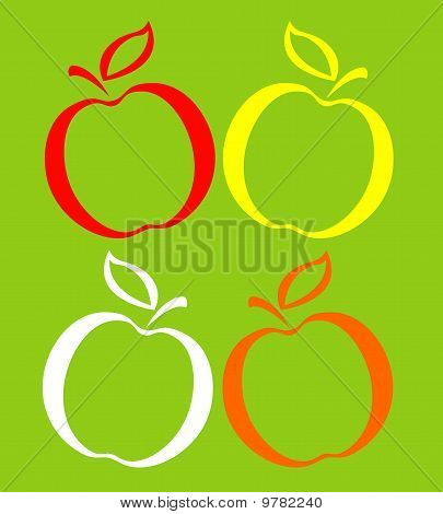 four colored apples