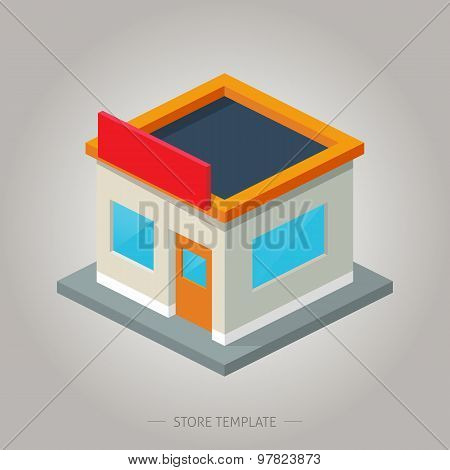 Store Template For Any Business, Modern Style, Isometric Icon