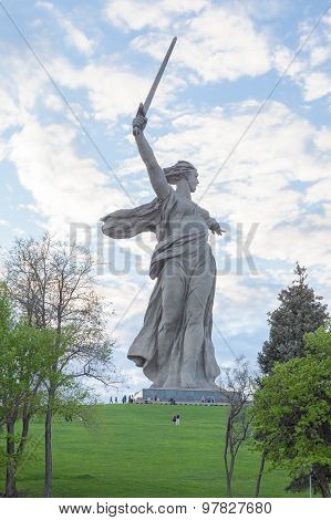 The Motherland Calls monument against cloudscape