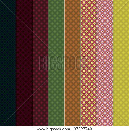 Rhombuses. 8 Vector Seamless Patterns. EPS10.