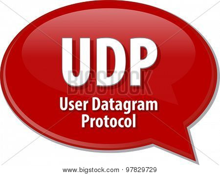 Speech bubble illustration of information technology acronym abbreviation term definition UDP User Datagram Protocol