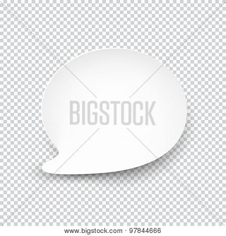 Vector illustration of white paper rounded speech bubble with shadow. Eps10.