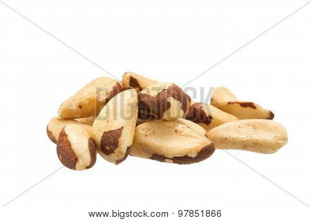 Brazil Nuts Heap On White Background