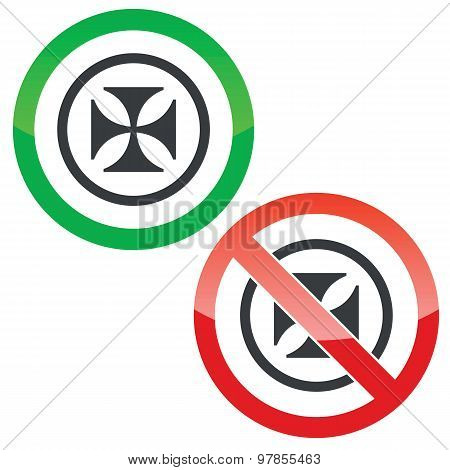 Maltese cross permission signs