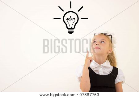 Schoolgirl get an idea, isolated