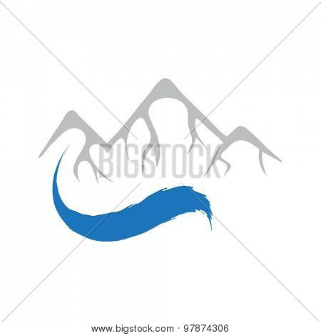 Mountain and river, vector logo illustration