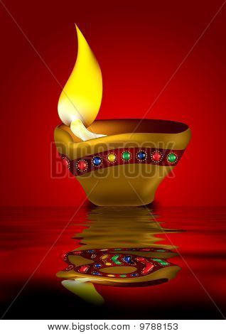 Diwali Diya - olejové lampy ilustrace