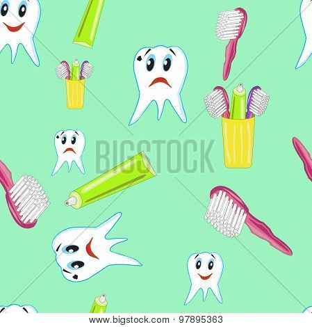 Funny Teeth With Toothpaste And A Toothbrush