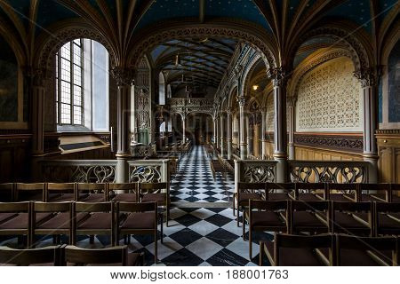 STUTTGART GERMANY - MARCH 01 2017: Interior of castle church of the Old Castle (10th century). Stuttgart is the capital and largest city of the state of Baden-Wuerttemberg.